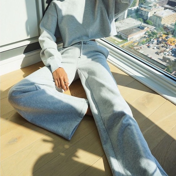 TNA Pants - TNA Aritzia Cozy AF Gray Fleece Sweatpants Wide Leg